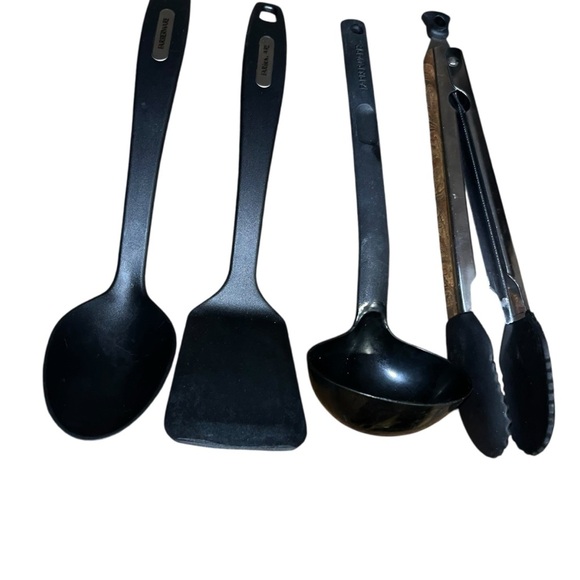 Faberware black tongs ladel serving spoon spatula Cooking Utensils lot nylon - Picture 3 of 4